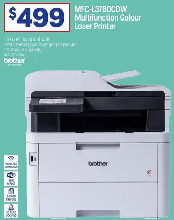 Officeworks MFC-L3760CDW Multifunction Colour Laser Printer offer