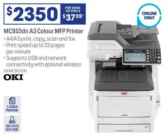 Officeworks MC853dn A3 Colour MFP Printer offer