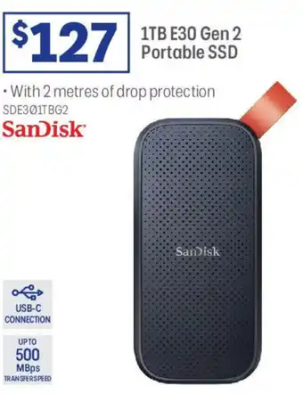 Officeworks 1TB E30 Gen 2 Portable SSD offer