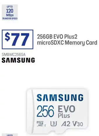 Officeworks 256GB EVO Plus2 microSDXC Memory Card offer