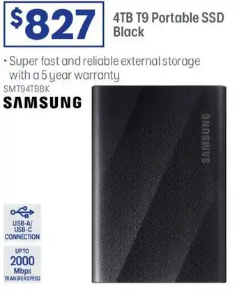 Officeworks 4TB T9 Portable SSD Black offer