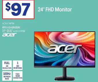 Officeworks 24" FHD Monitor offer