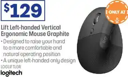 Officeworks Lift Left-handed Vertical Ergonomic Mouse Graphite offer