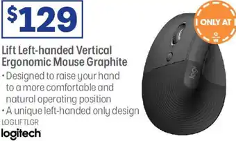 Officeworks Lift Left-handed Vertical Ergonomic Mouse Graphite offer