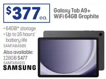 Officeworks Galaxy Tab A9+ WiFi 64GB Graphite offer