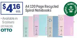 Officeworks A4 120 Page Recycled Spiral Notebooks offer