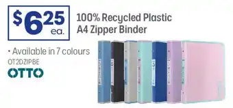 Officeworks 100% Recycled Plastic A4 Zipper Binder offer