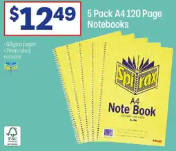 Officeworks 5 Pack A4 120 Page Notebooks offer