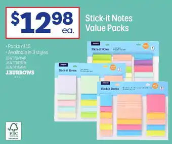 Officeworks Stick-it Notes Value Packs offer