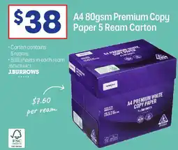 Officeworks A4 80gsm Premium Copy Paper 5 Ream Carton offer