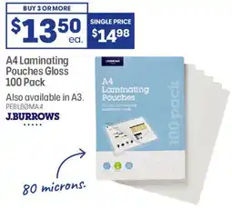 Officeworks A4 Laminating Pouches Gloss offer