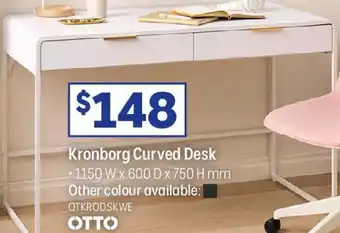 Officeworks Kronborg Curved Desk offer