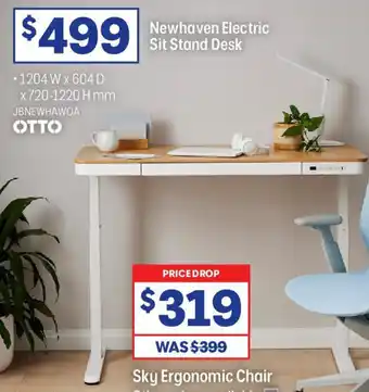 Officeworks Newhaven Electric Sit Stand Desk offer