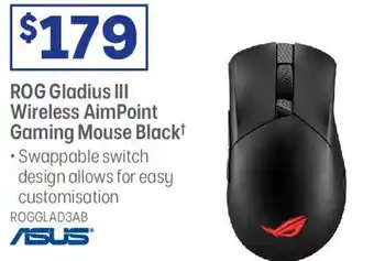 Officeworks ROG Gladius III Wireless AimPoint Gaming Mouse Black offer