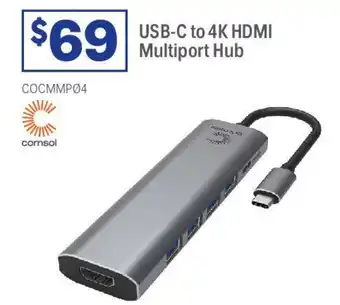 Officeworks Usb-c to 4k hdmi  multiport hub offer