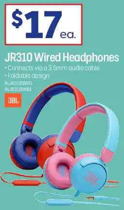 Officeworks JR310 Wired Headphones offer