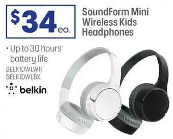 Officeworks SoundForm Mini Wireless Kids Headphones offer