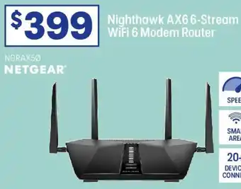 Officeworks Nighthawk AX66-Stream WiFi 6 Modem Router offer