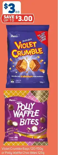 Foodland Violet Crumble Bags or Polly Waffle Choc Bites offer