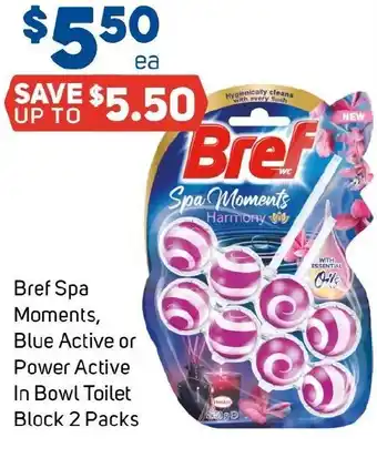 Foodland Bref Spa Moments Blue Active or Power Active In Bowl Toilet Block offer