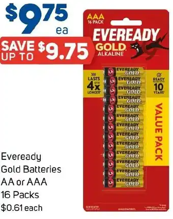 Foodland Eveready Gold Batteries AA or AAA offer