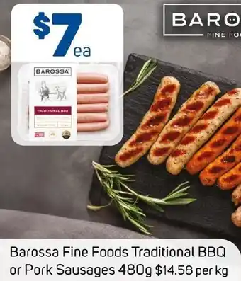 Foodland Barossa Fine Foods Traditional BBQ or Pork Sausages 4 offer