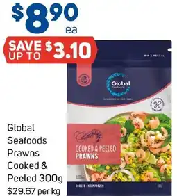 Foodland Global Seafoods Prawns Cooked & Peeled offer