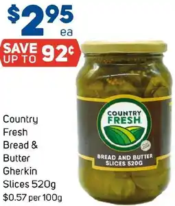 Foodland Country Fresh Bread & Gherkin Slices offer