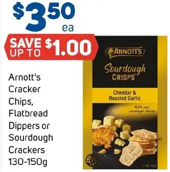 Foodland Arnott's Cracker Chips Flatbread Dippers or Sourdough Crackers offer