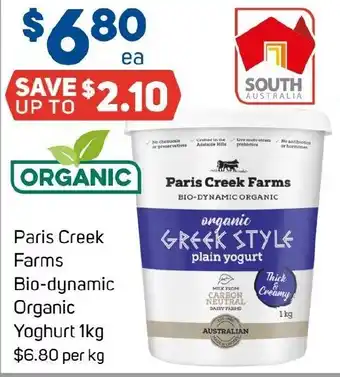 Foodland Paris Creek Farms Bio-dynamic Organic Yoghurt offer