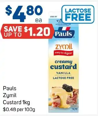 Foodland Pauls Zymil Custard offer