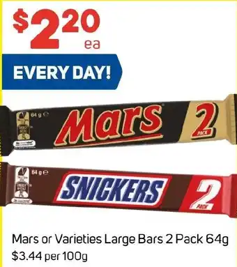 Foodland Mars or Varieties Large Bars 2 Pack 64g offer