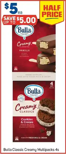 Foodland Bulla Classic Creamy Multipacks 4s offer