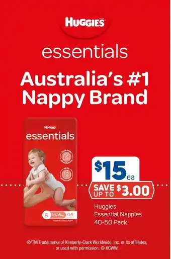 Foodland Huggies Essential Nappies 40-50 Pack offer