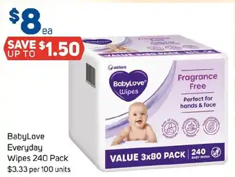 Foodland BabyLove Everyday Wipes 240 Pack offer