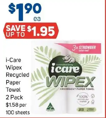 Foodland i-Care Wipex Recycled Paper Towel 2 Pack offer