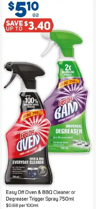 Foodland Easy Off Oven & BBQ Cleaner or Degreaser Trigger Spray offer