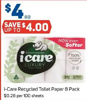 Foodland i-Care Recycled Toilet Paper 8 Pack offer