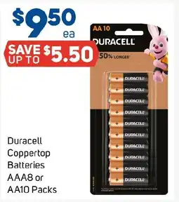 Foodland Duracell Coppertop Batteries AAA8 or AA10 Packs offer