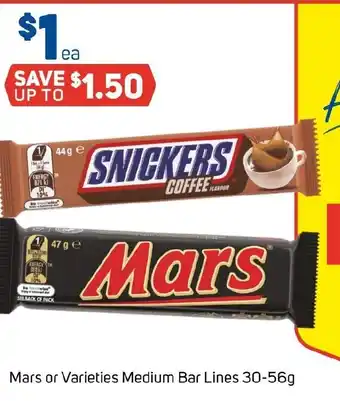 Foodland Mars or Varieties Medium Bar Lines offer