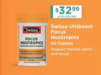 Chemist Warehouse Swisse Ultiboost Focus Nootropics offer