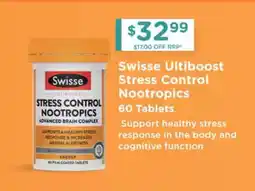 Chemist Warehouse Swisse Ultiboost Stress Control Nootropics offer