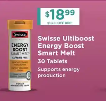 Chemist Warehouse Swisse Ultiboost Energy Boost Smart Melt offer