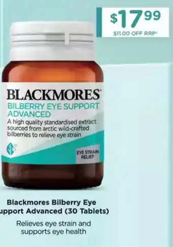 Chemist Warehouse Blackmores Bilberry Eye Support Advanced offer