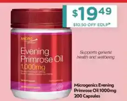 Chemist Warehouse Microgenics Evening Primrose Oil 1000mg offer