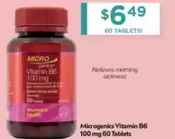 Chemist Warehouse Microgenics Vitamin B6 100 mg offer