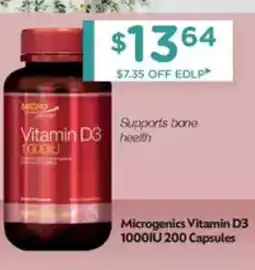 Chemist Warehouse Microgenics Vitamin D3 1000IU offer