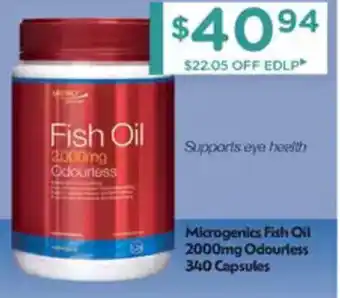 Chemist Warehouse Microgenics Fish Oil 2000mg Odourless offer