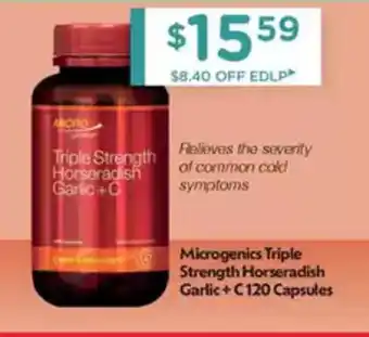 Chemist Warehouse Microgenics Triple Strength Horseradish Garlic + C offer