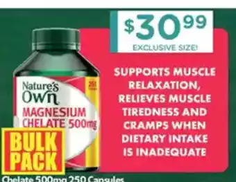 Chemist Warehouse Nature's Own Magnesium Chelate 500mg offer